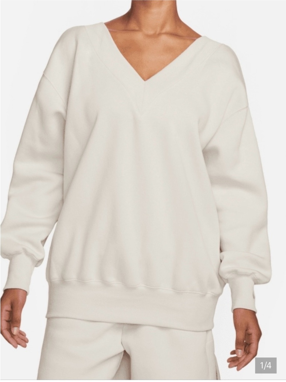 Nike Women's V-Neck Oversized Top in Cream